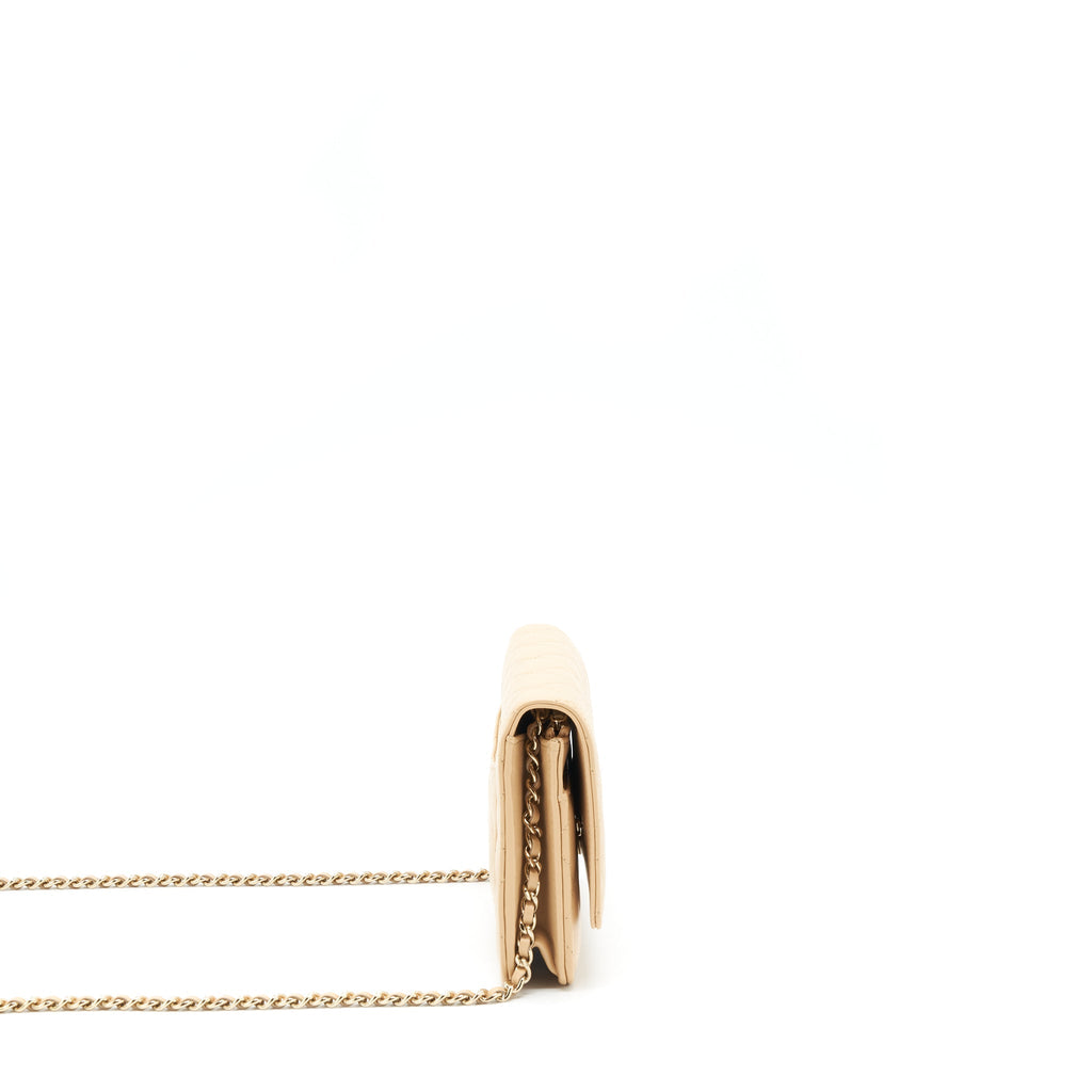 Chanel Classic Wallet On Chain Lambskin Beige L（Microchip）