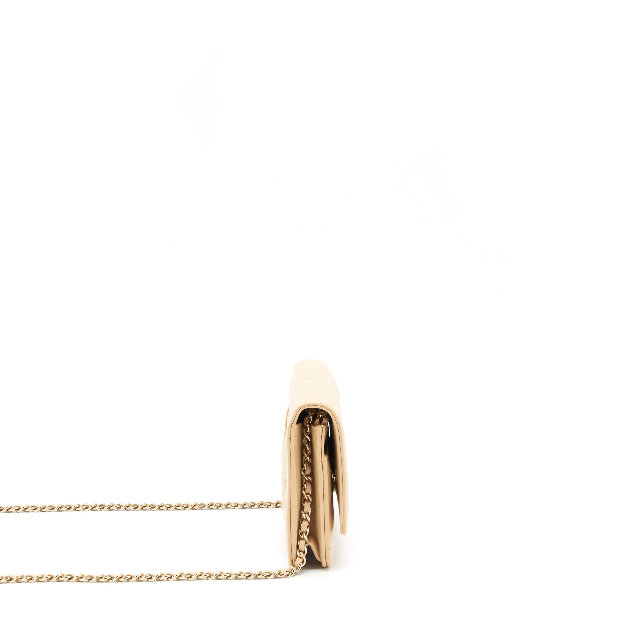 Chanel Classic Wallet On Chain Lambskin Beige L（Microchip）