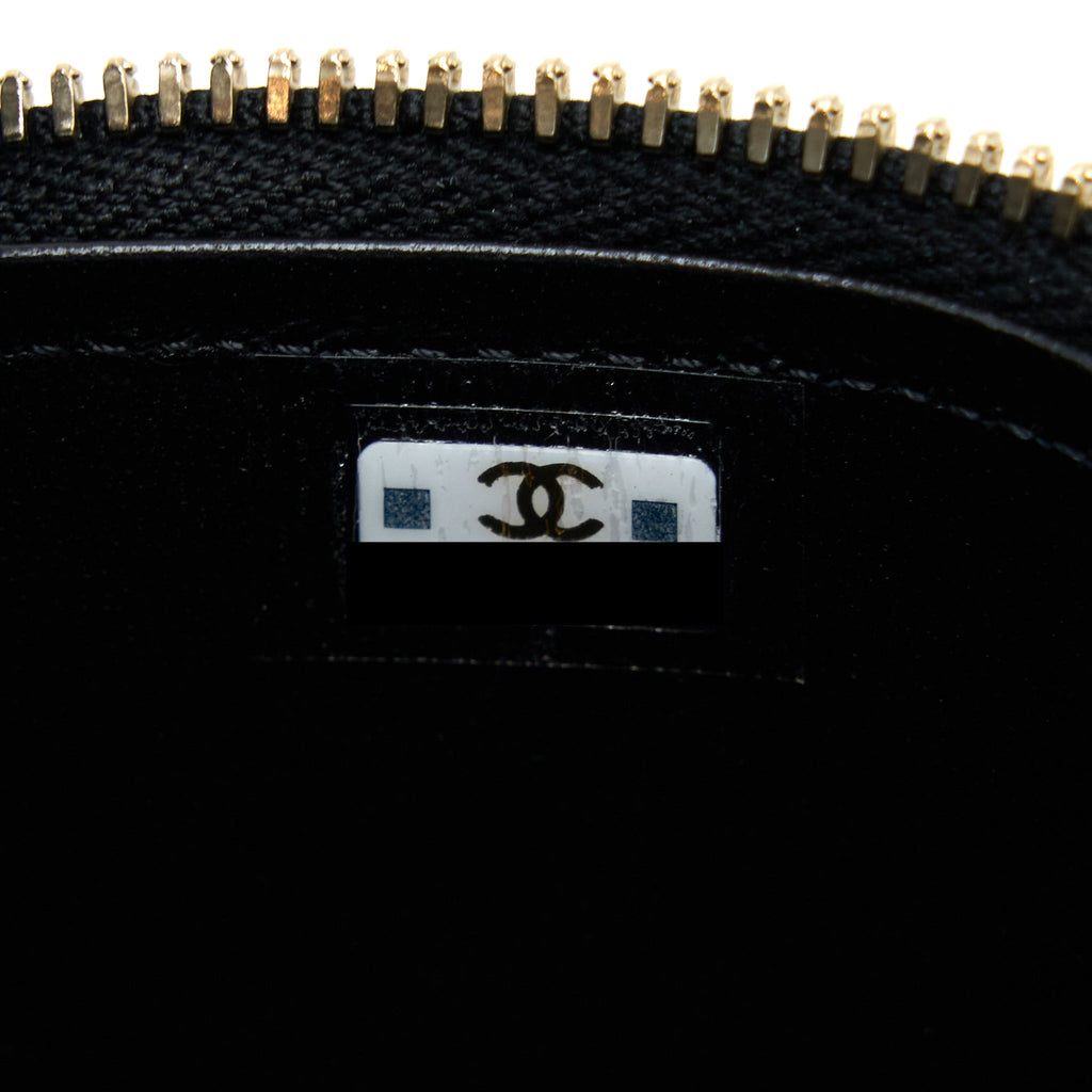 Chanel 22B Detailed Top Handle Mini Vanity With Chain Lambskin Black Brushed