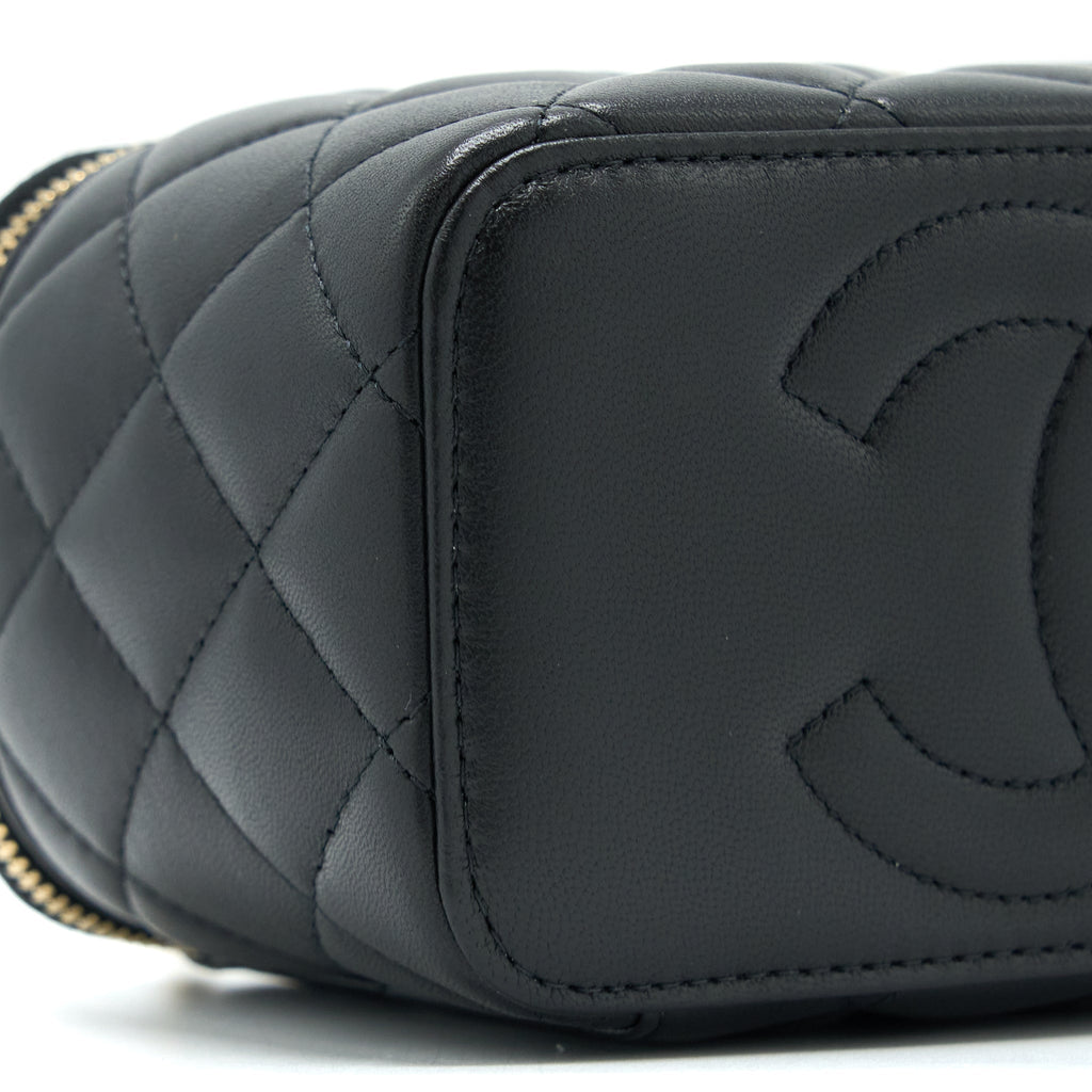 Chanel 23C Pearl Crush Long Vanity Lambskin Black L (Microchip)
