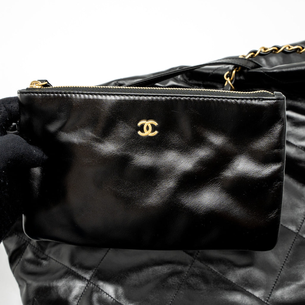 Chanel Small 22 Bag Shiny Calfskin Black  (Microchip)