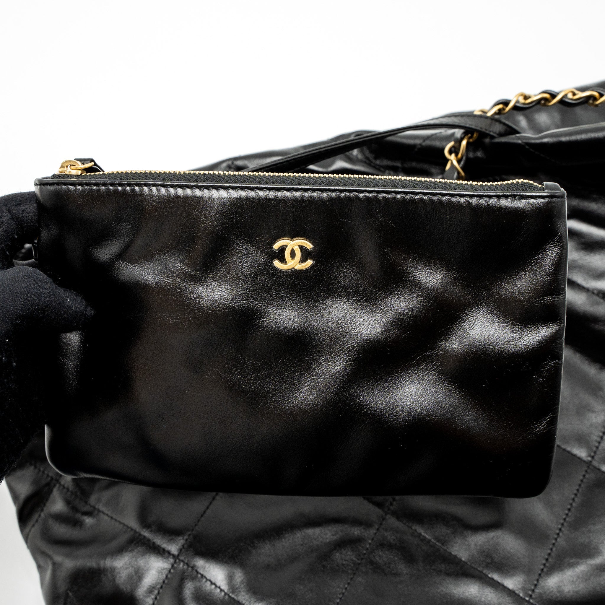 Chanel Small 22 Bag Shiny Calfskin Black  (Microchip)