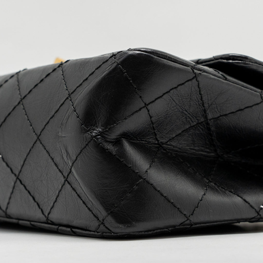 CHANEL Large 2.55 Reissue Flap Bag Aged Calfskin Black