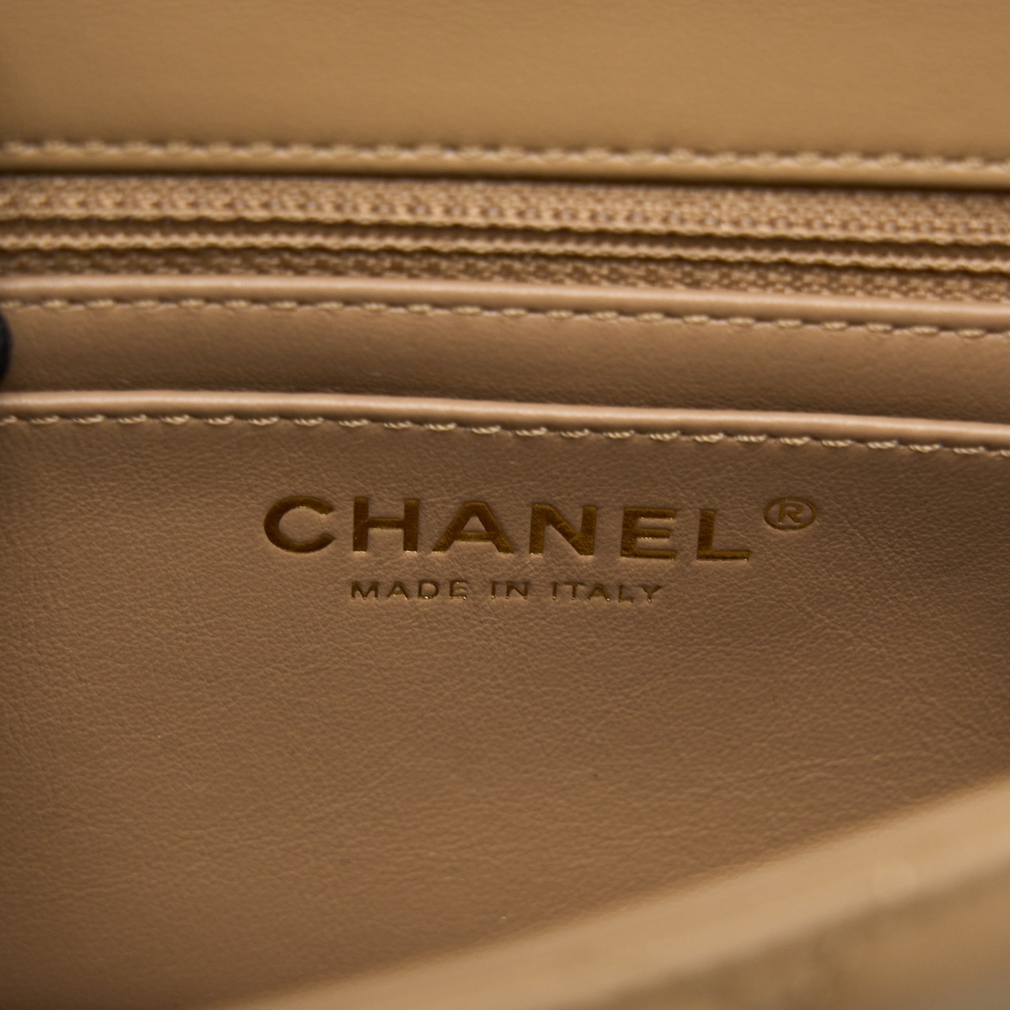 Chanel Pearl Crush Mini Square Flap Bag Lambskin Dark Beige (Microchip)