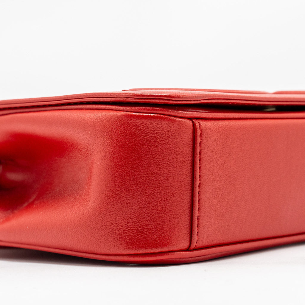 Chanel Mania Flap Bag Lambskin Red L