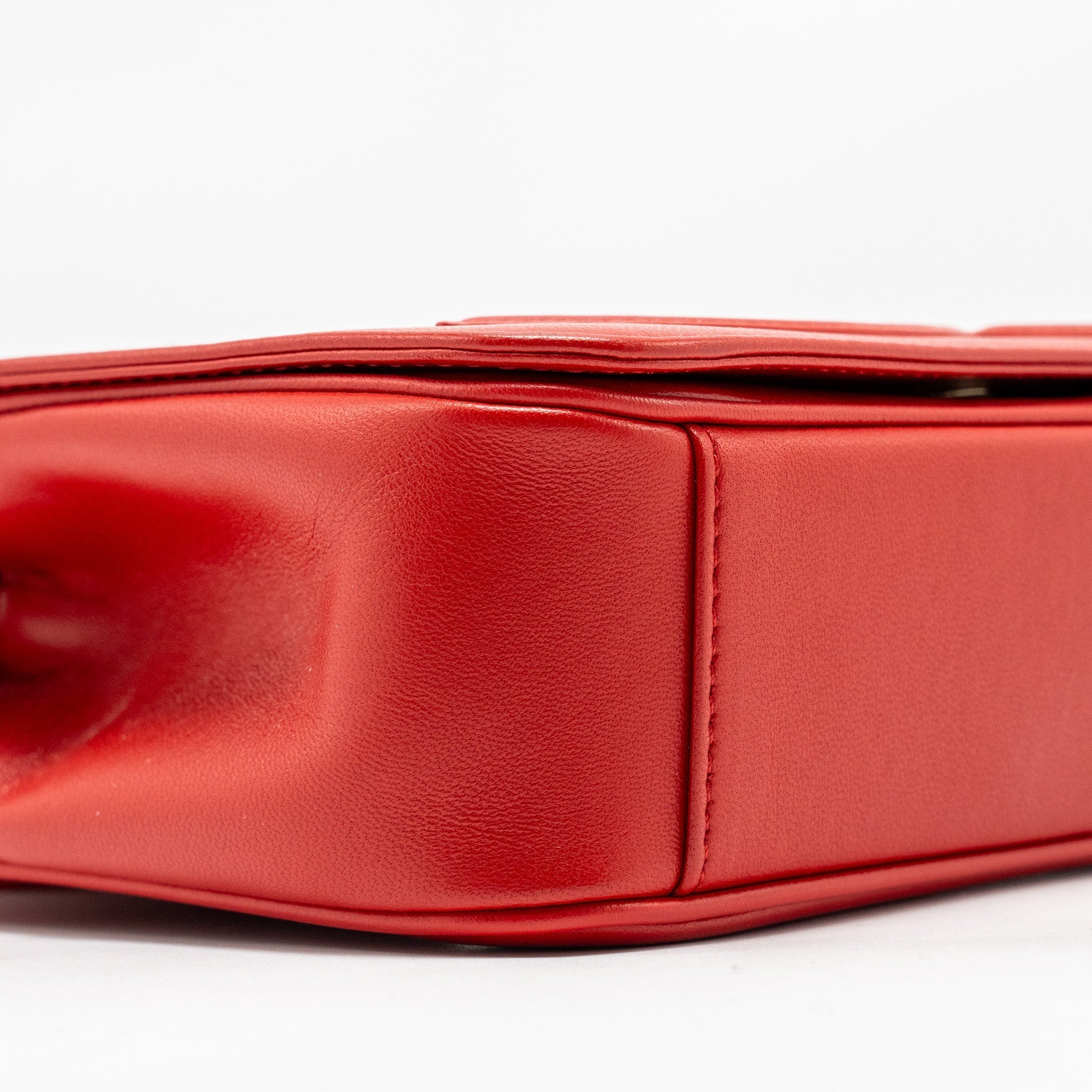 Chanel Mania Flap Bag Lambskin Red L