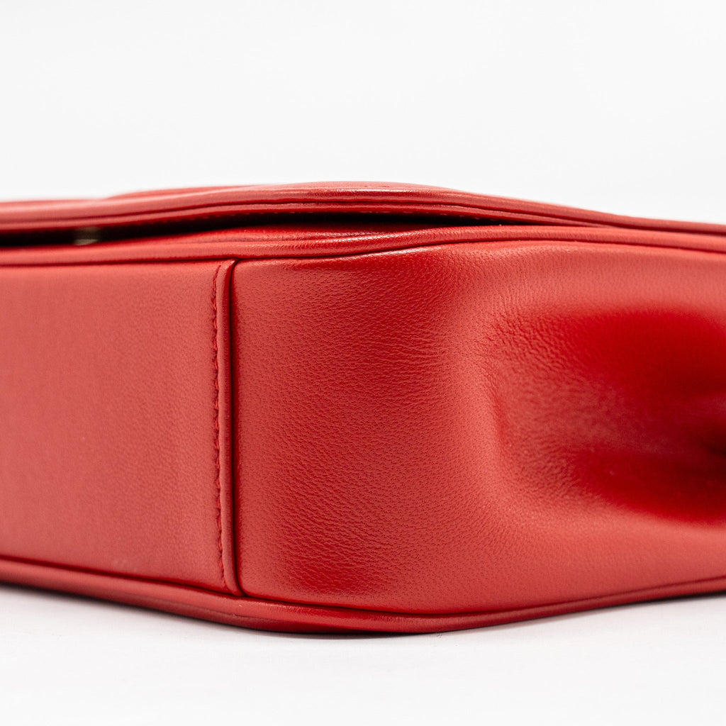 Chanel Mania Flap Bag Lambskin Red L