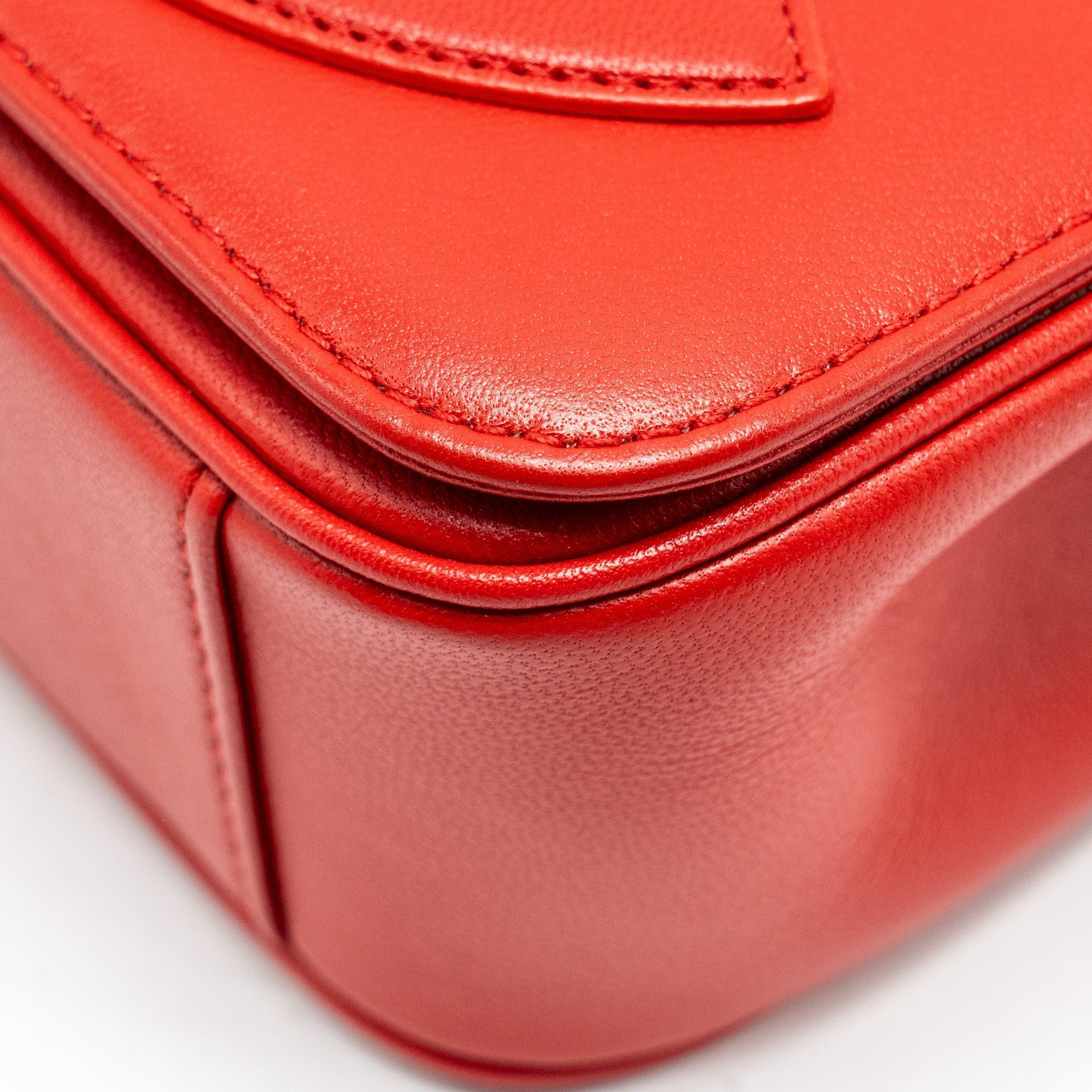 Chanel Mania Flap Bag Lambskin Red L