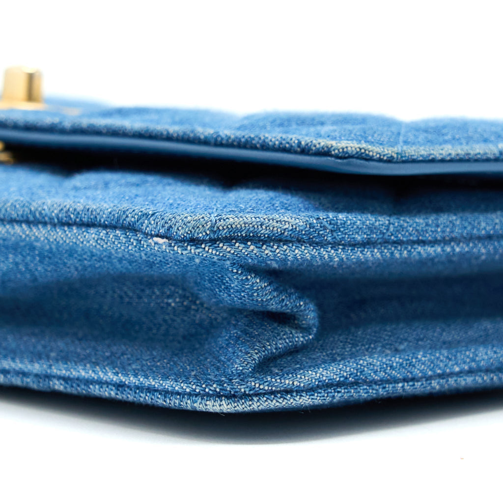 Chanel Denim Pearl Crush Wallet On Chain Denim Blue Brushed