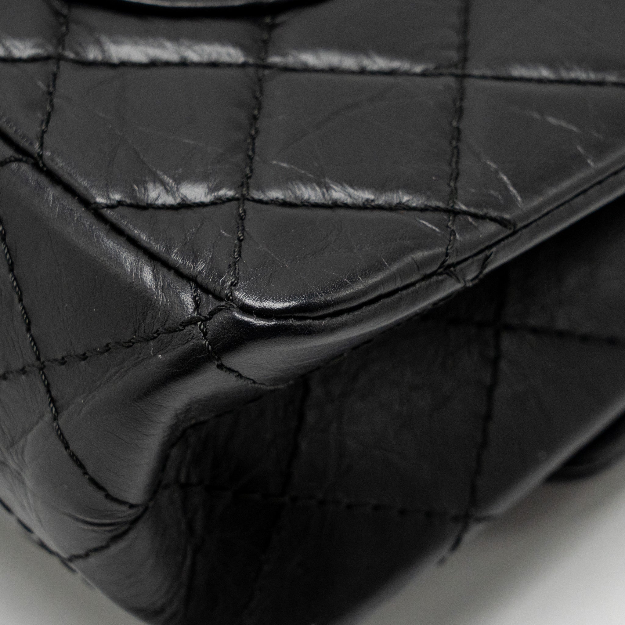 CHANEL Large 2.55 Reissue Flap Bag Aged Calfskin Black