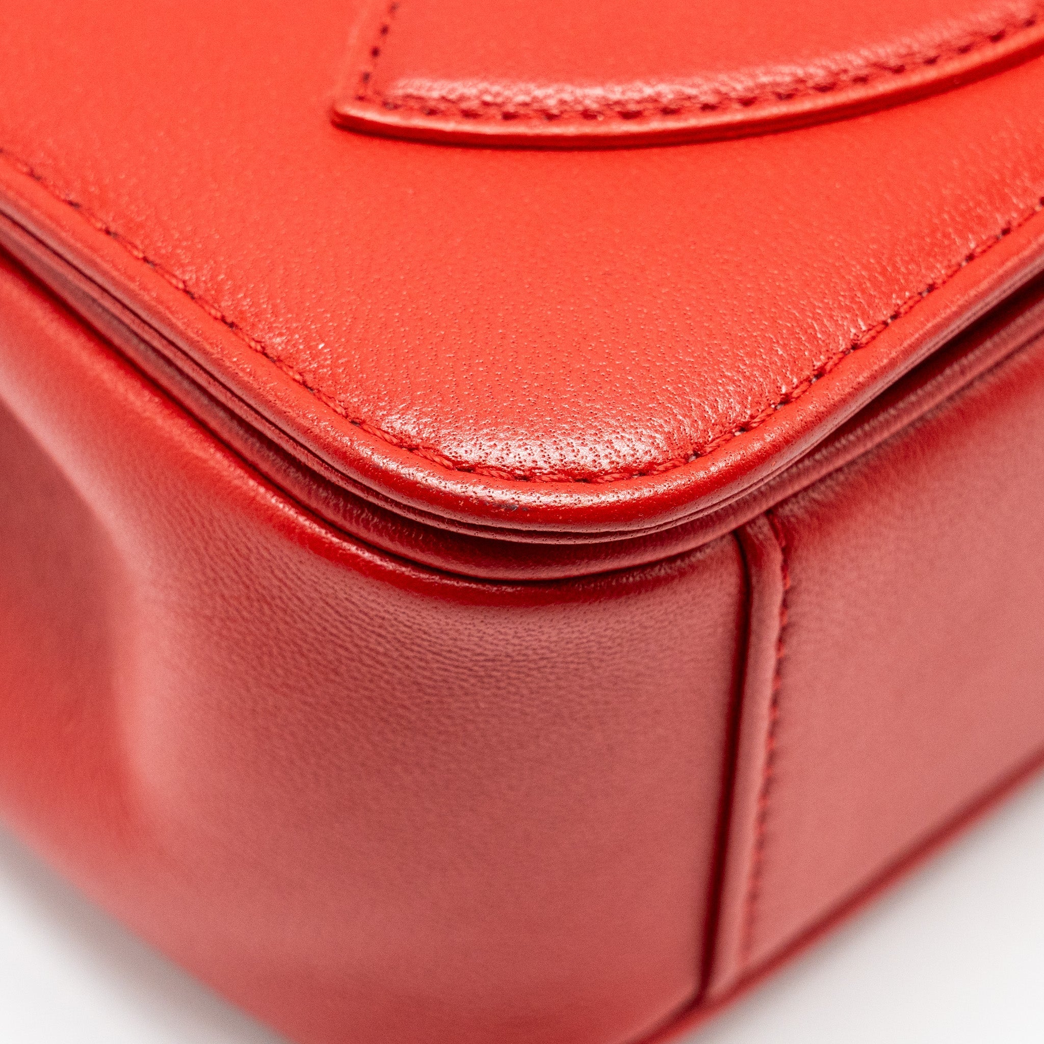 Chanel Mania Flap Bag Lambskin Red L