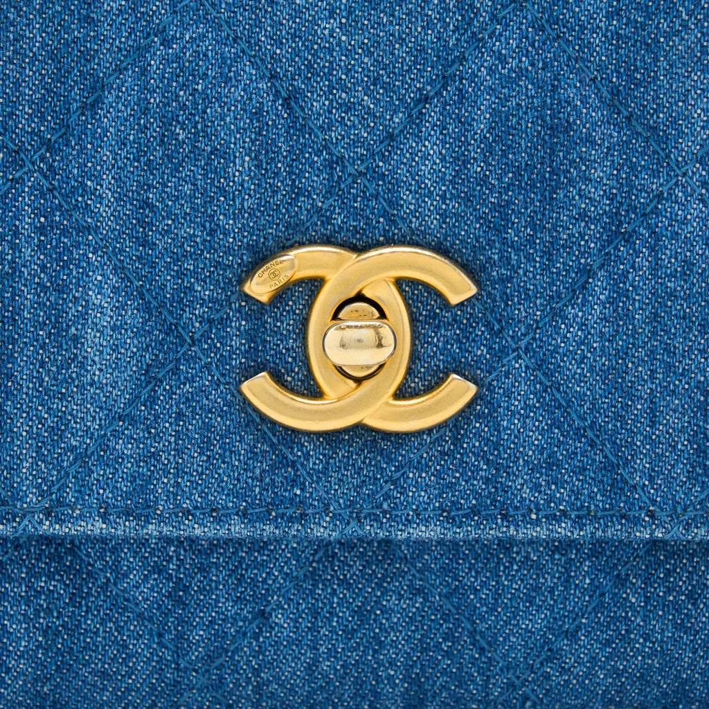 Chanel Denim Pearl Crush Wallet On Chain Denim Blue Brushed