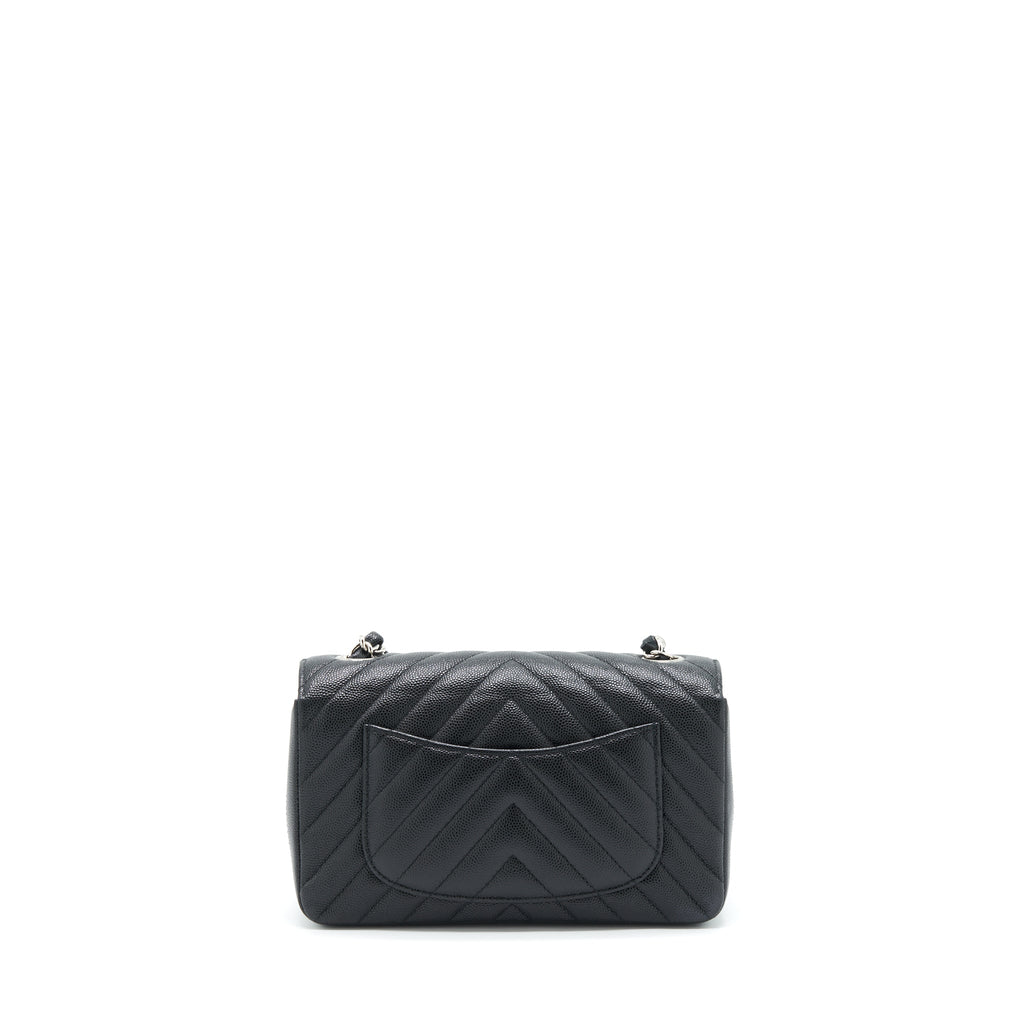 Chanel Chevron Mini Rectangular Flap Bag Caviar Black