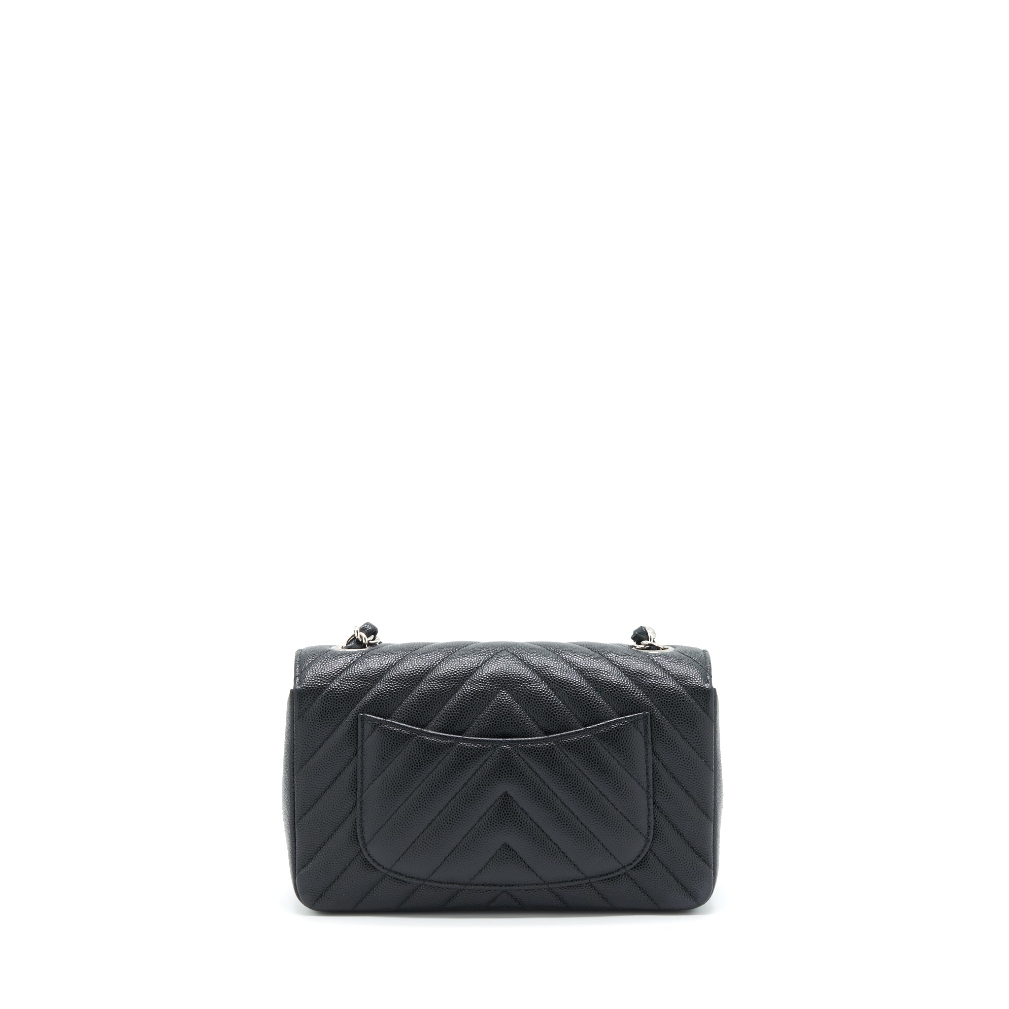 Chanel Chevron Mini Rectangular Flap Bag Caviar Black