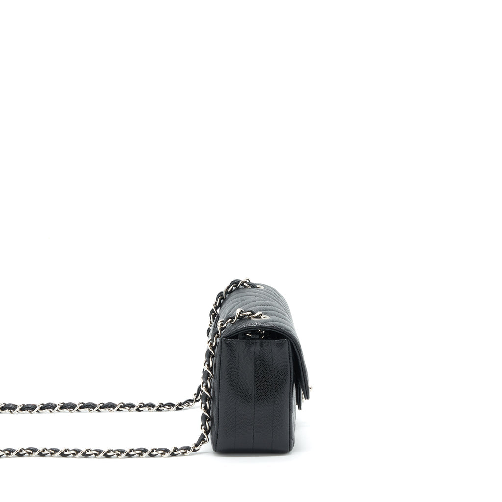 Chanel Chevron Mini Rectangular Flap Bag Caviar Black