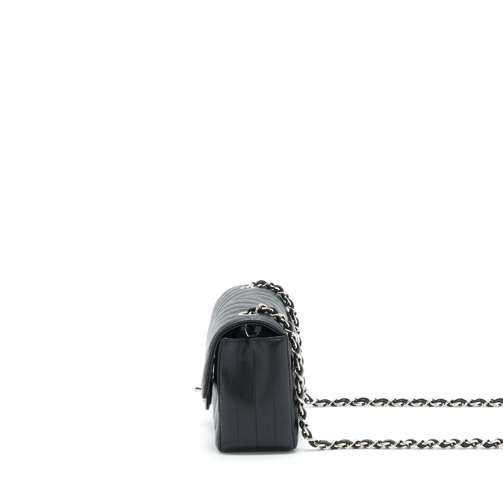 Chanel Chevron Mini Rectangular Flap Bag Caviar Black