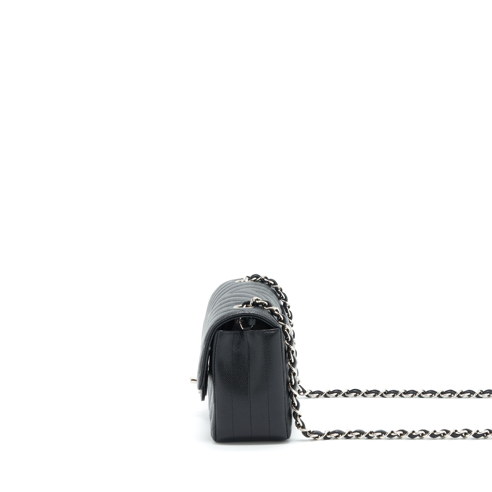 Chanel Chevron Mini Rectangular Flap Bag Caviar Black