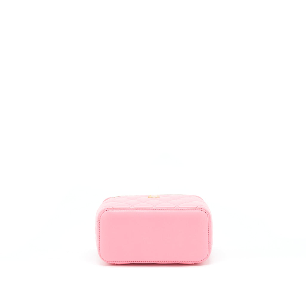 Chanel 22S Pearl Crush Long Vanity With Chain Lambskin Pink