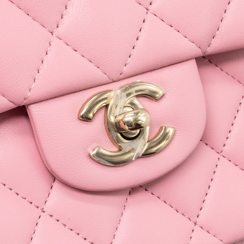 Chanel Small Classic Double Flap Bag Lambskin Pink L(Microchip)