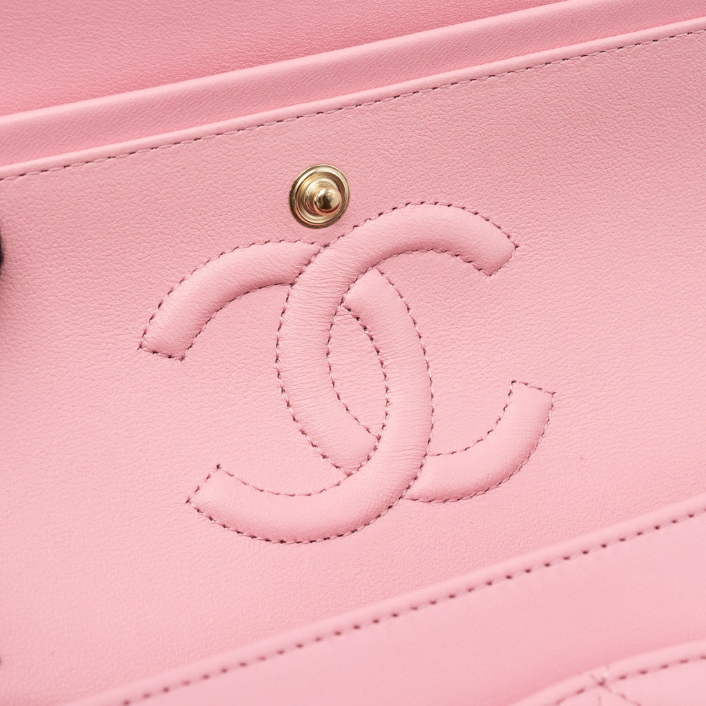 Chanel Small Classic Double Flap Bag Lambskin Pink L(Microchip)