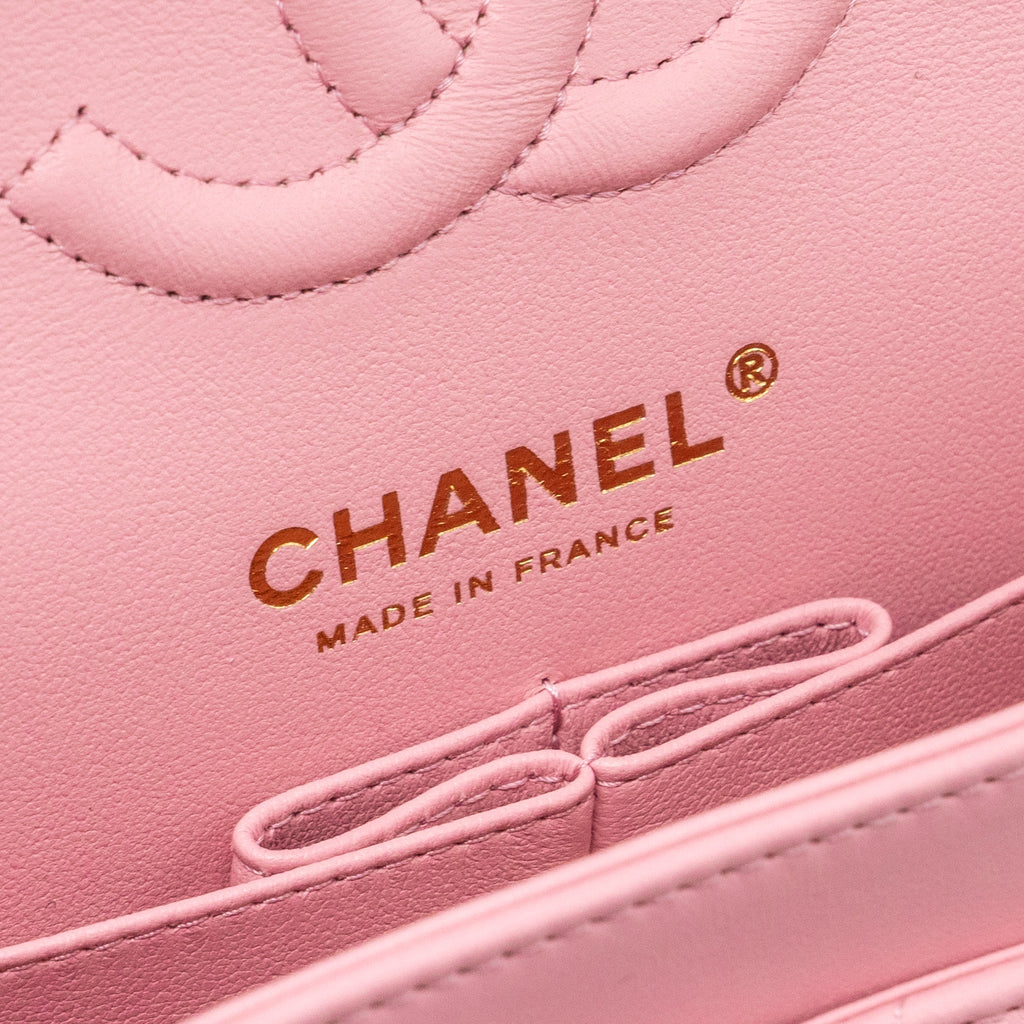 Chanel Small Classic Double Flap Bag Lambskin Pink L(Microchip)