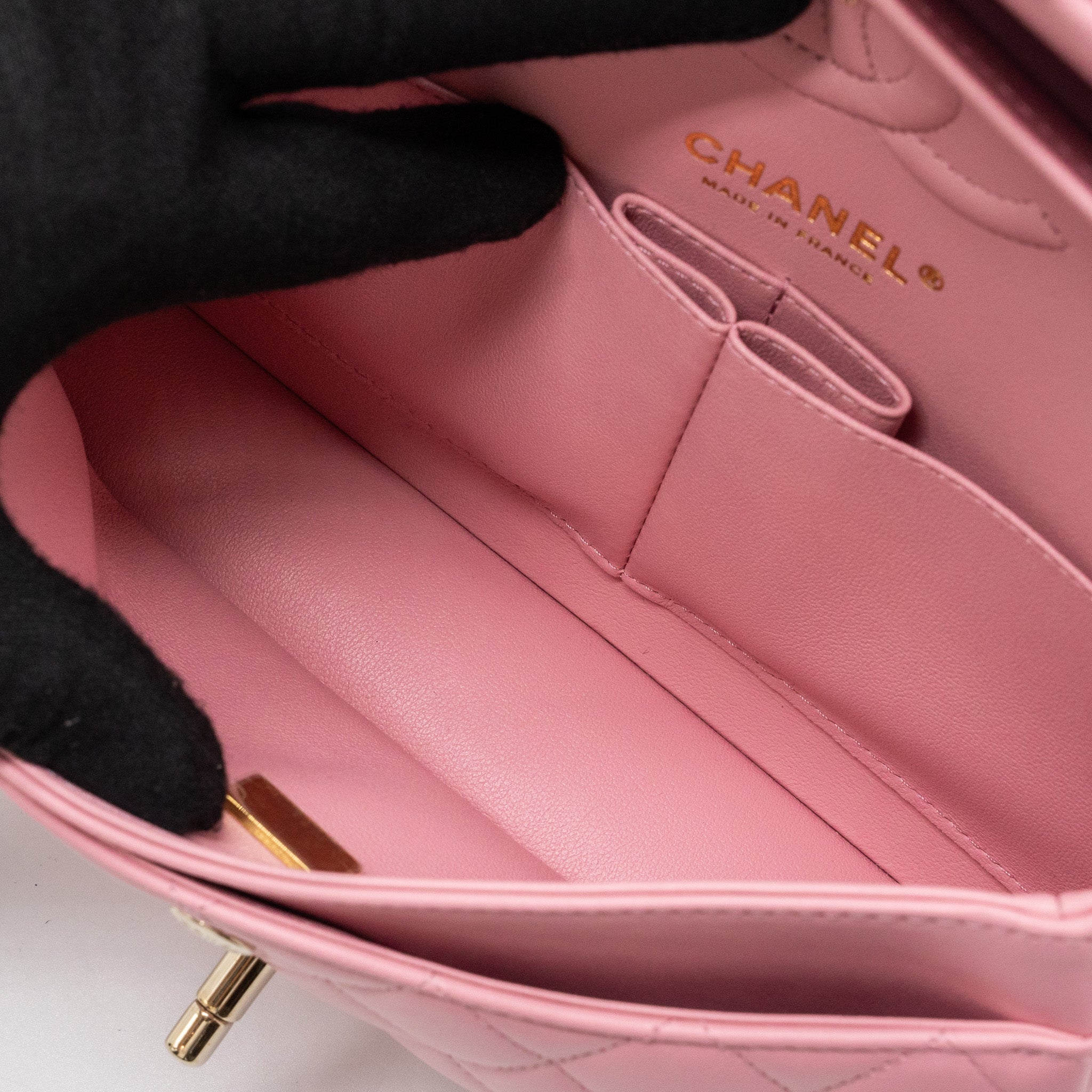 Chanel Small Classic Double Flap Bag Lambskin Pink L(Microchip)