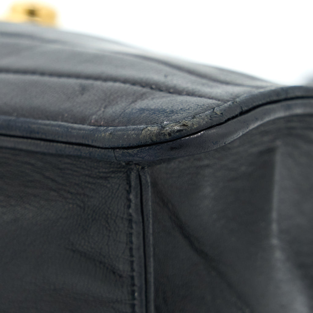 Chanel Vintage Kelly Flap Bag Lambskin Black