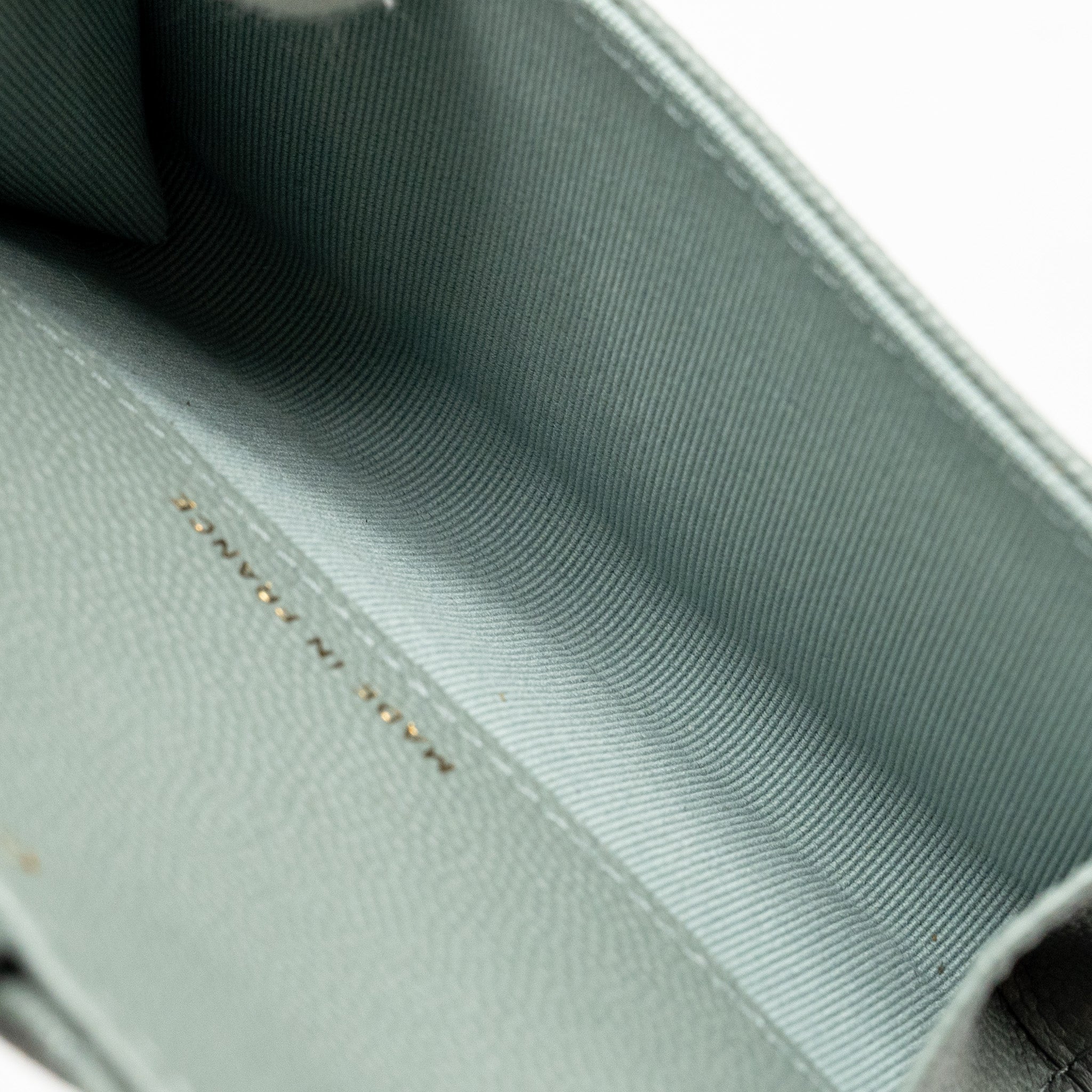 Chanel Classic Flap Card Holder Caviar Light Green L(Microchip)