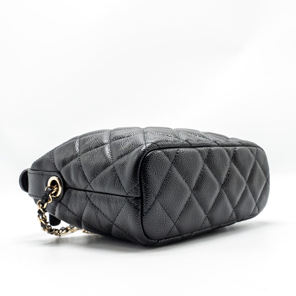 Chanel 25C Quilted Hobo Bag Caviar Black L (Microchip)