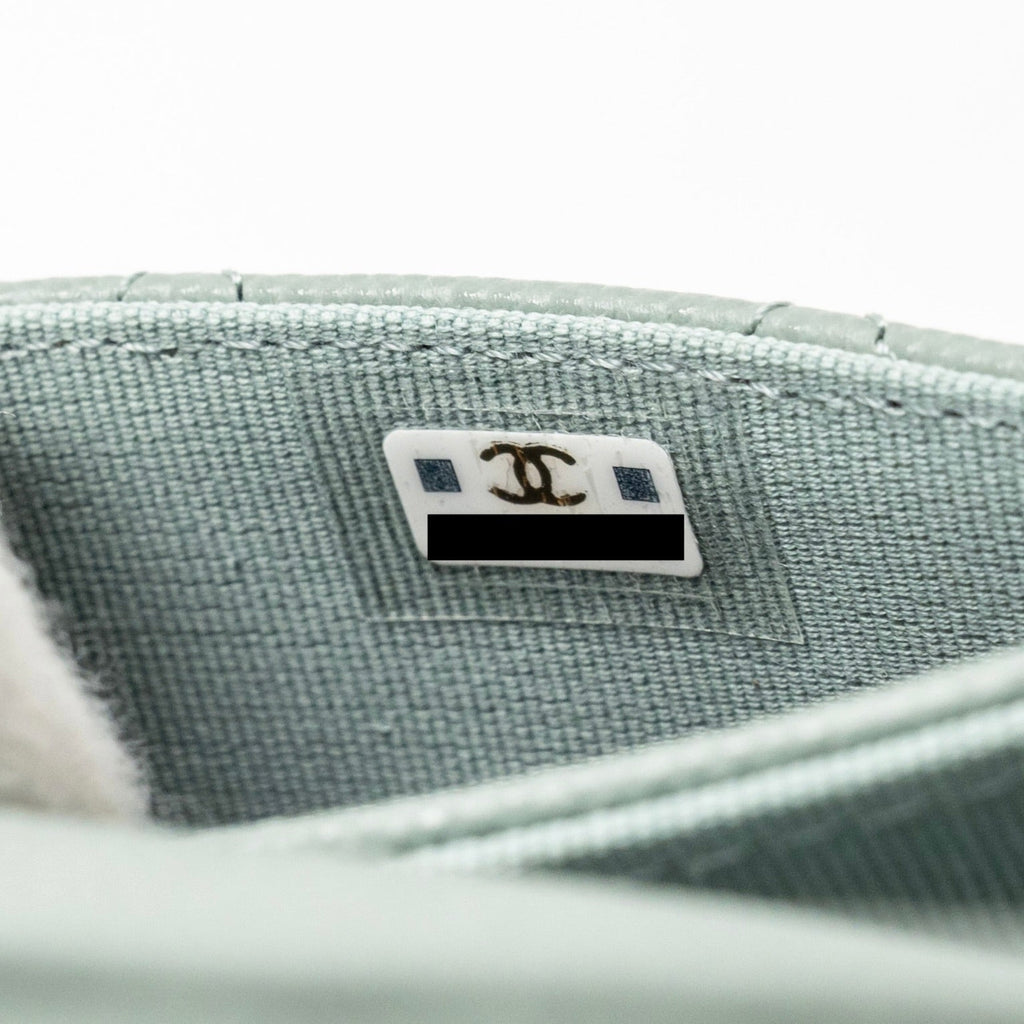 Chanel Classic Flap Card Holder Caviar Light Green L(Microchip)