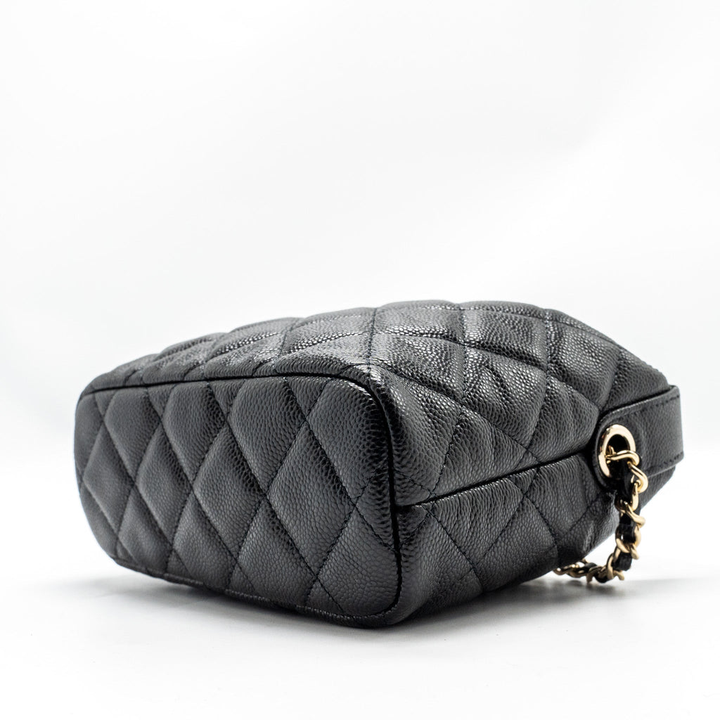 Chanel 25C Quilted Hobo Bag Caviar Black L (Microchip)