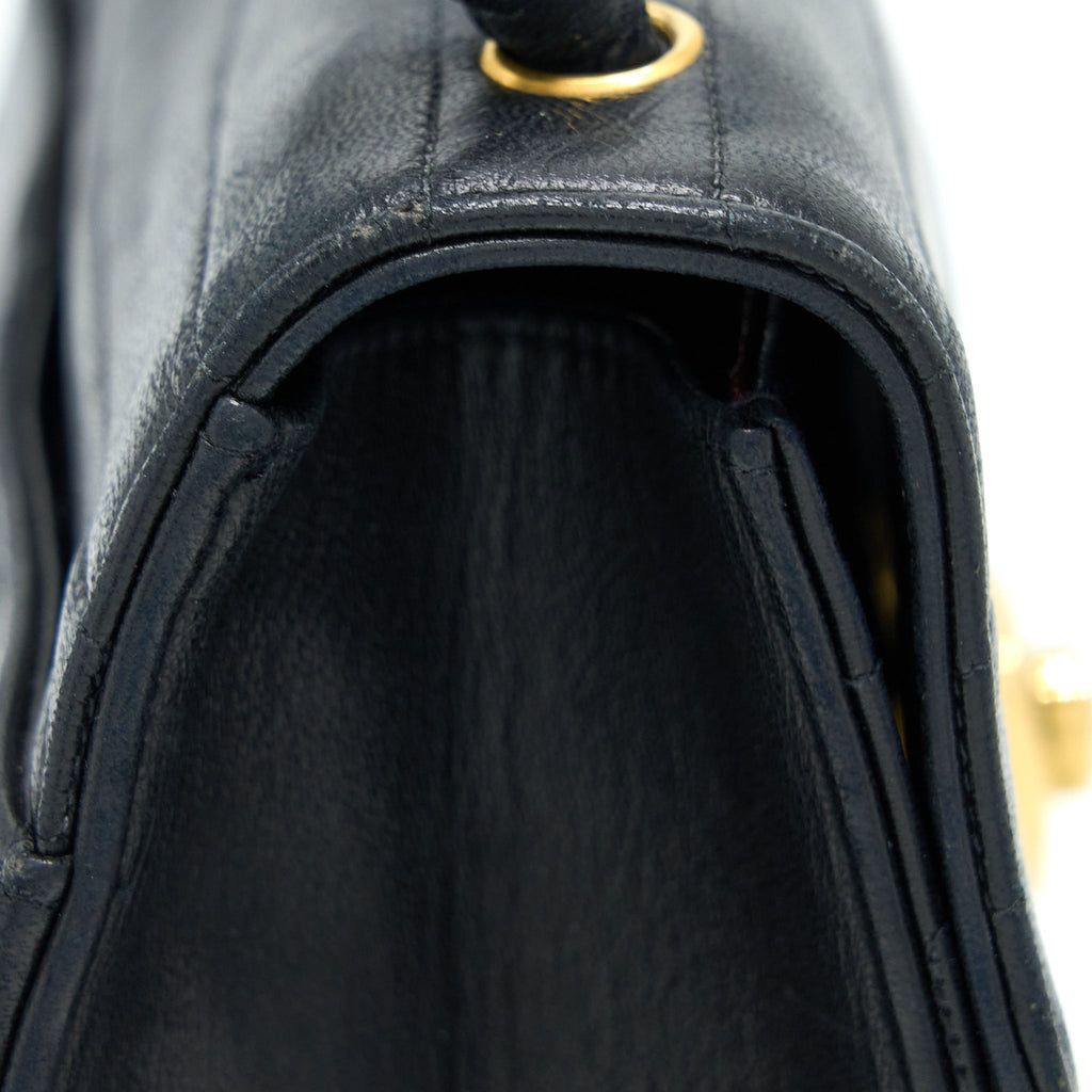 Chanel Vintage Kelly Flap Bag Lambskin Black