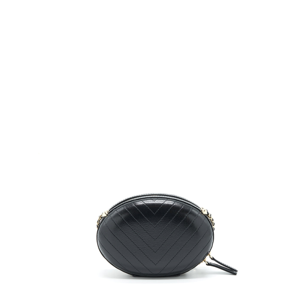 Chanel La Pausa Evening Bag Chevron Calfskin Black L