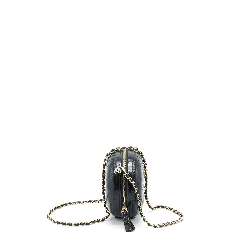 Chanel La Pausa Evening Bag Chevron Calfskin Black L