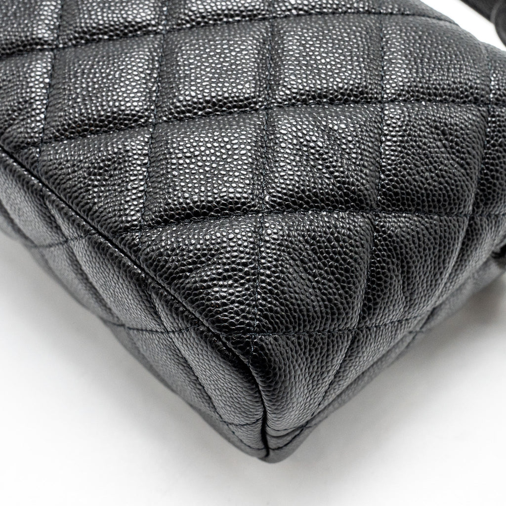 Chanel 25C Quilted Hobo Bag Caviar Black L (Microchip)