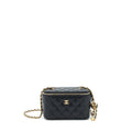 Chanel 22S Pearl Crush Long Vanity With Chain Lambskin Black