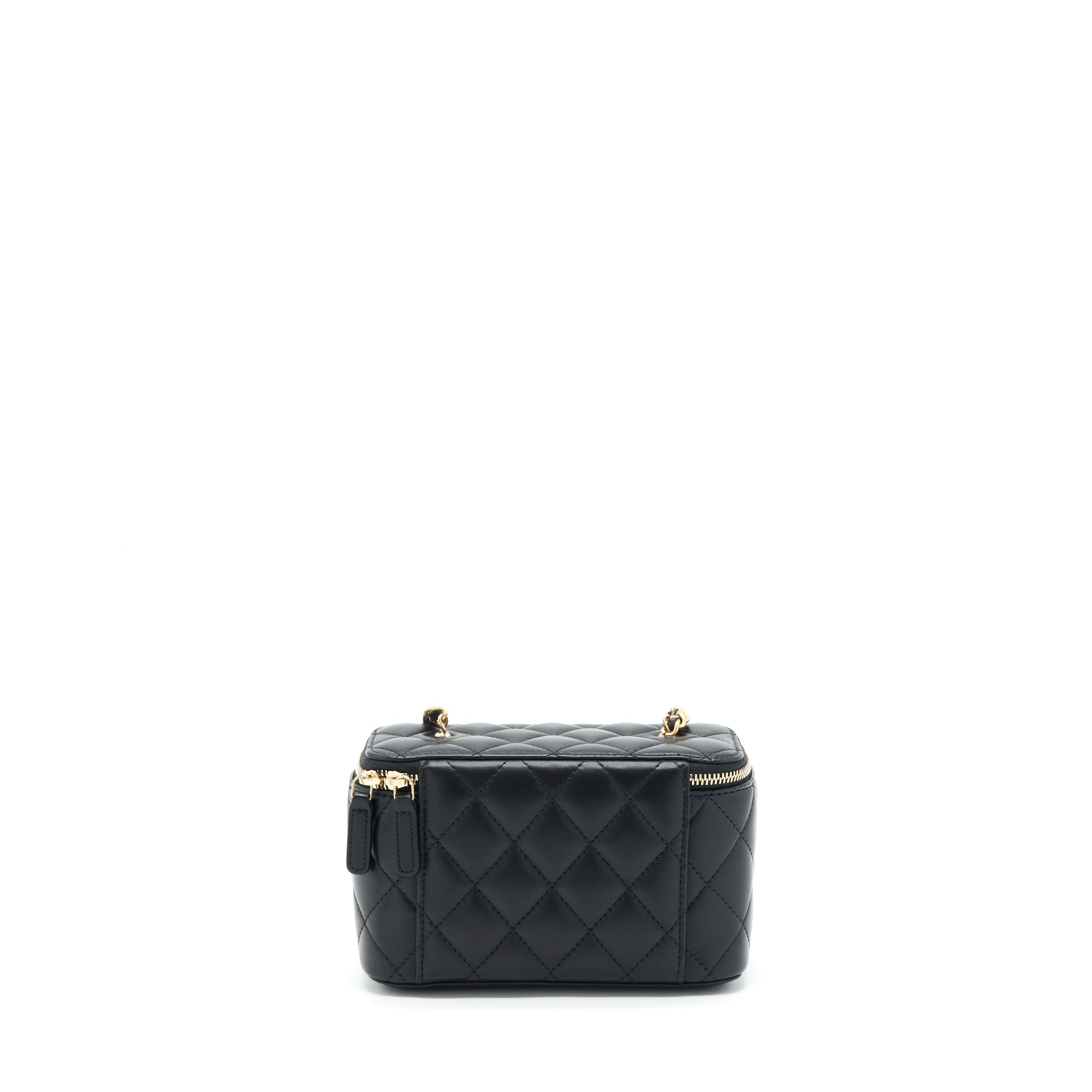 Chanel 22S Pearl Crush Long Vanity With Chain Lambskin Black