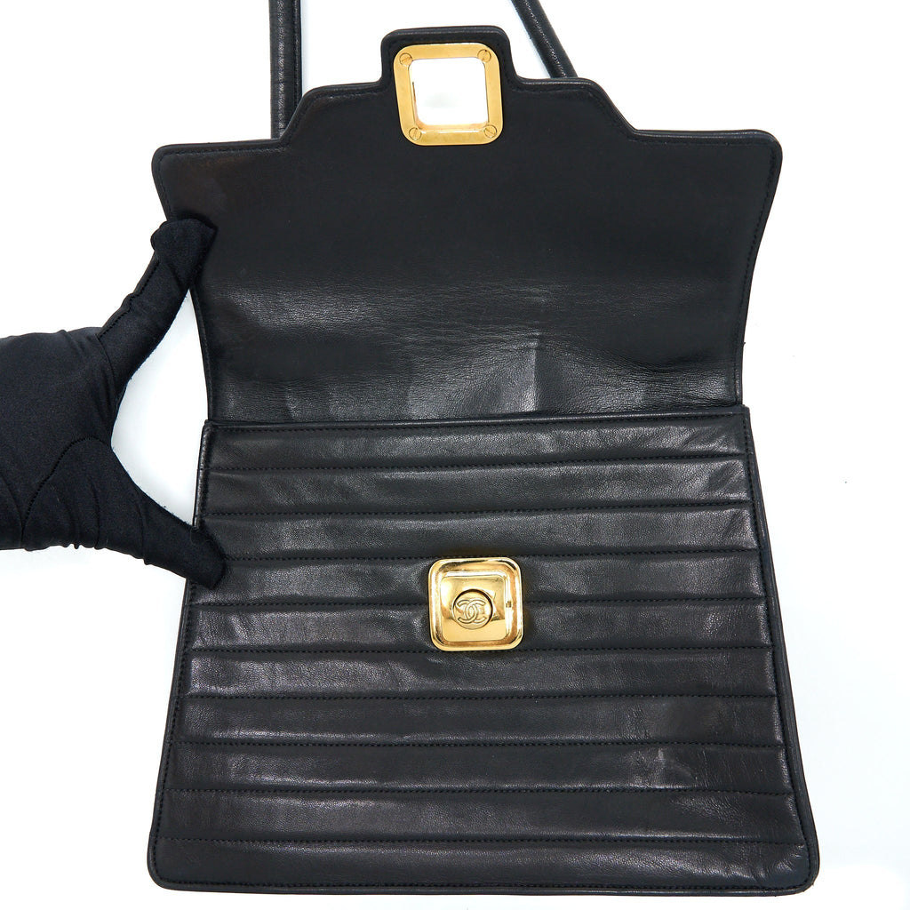Chanel Vintage Kelly Flap Bag Lambskin Black