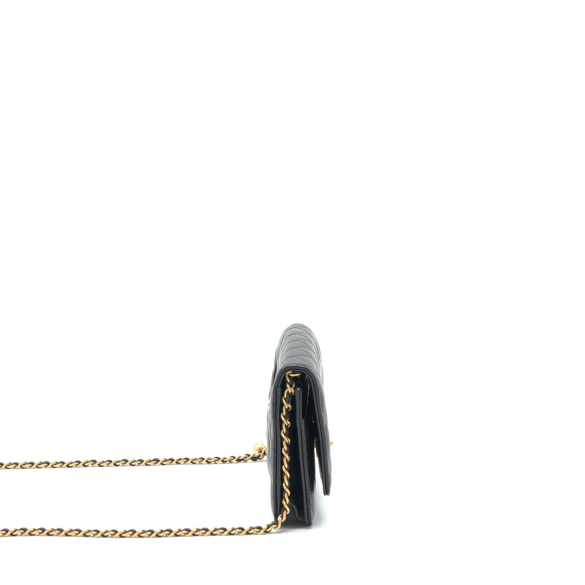 Chanel Pearl Crush Wallet On Chain Lambskin Black
