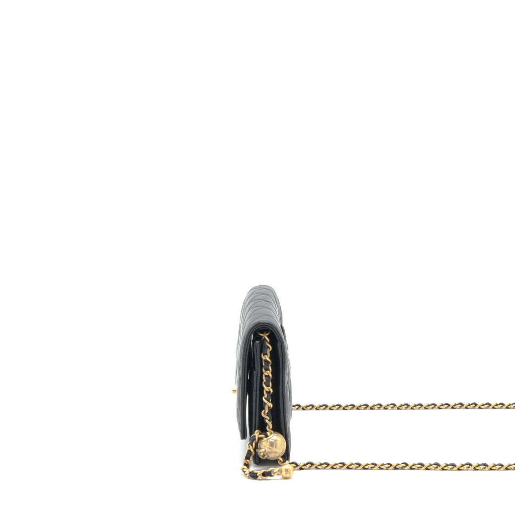 Chanel Pearl Crush Wallet On Chain Lambskin Black