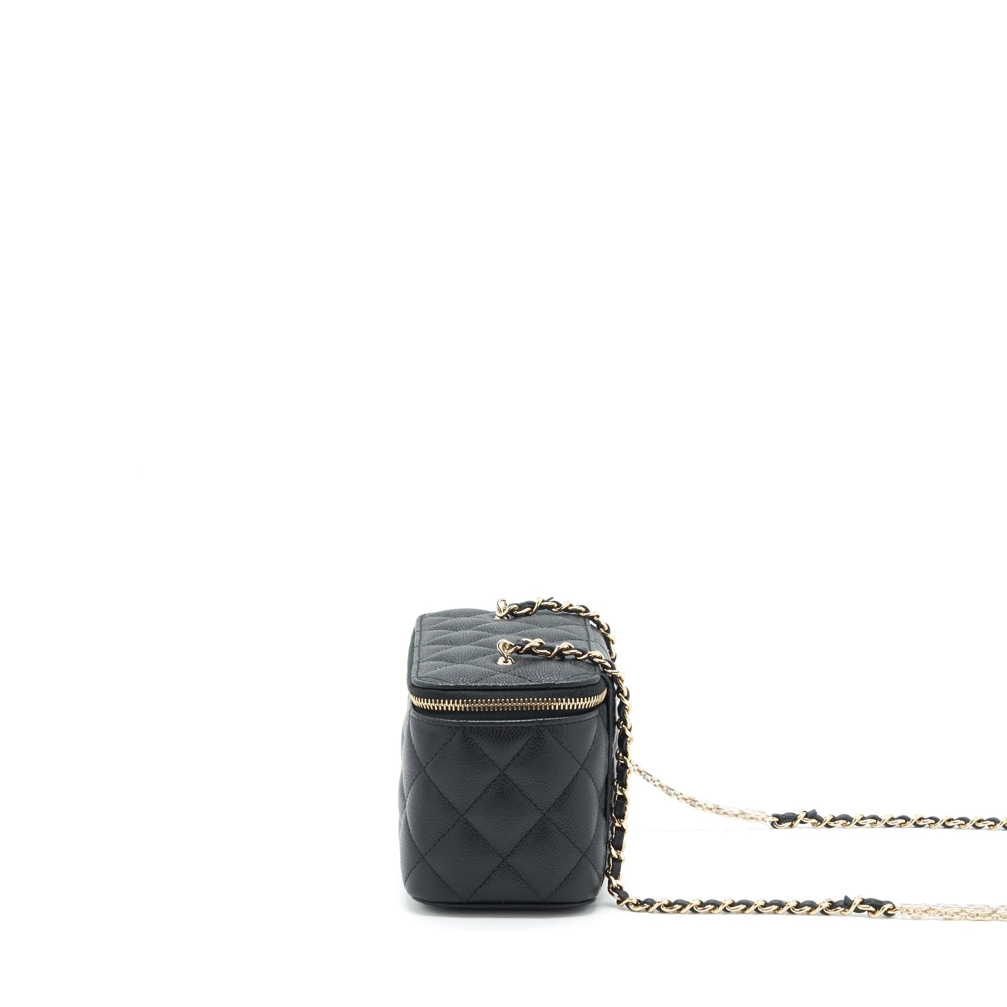 Chanel 22P Long Vanity With CC Logo Chain Caviar Black L