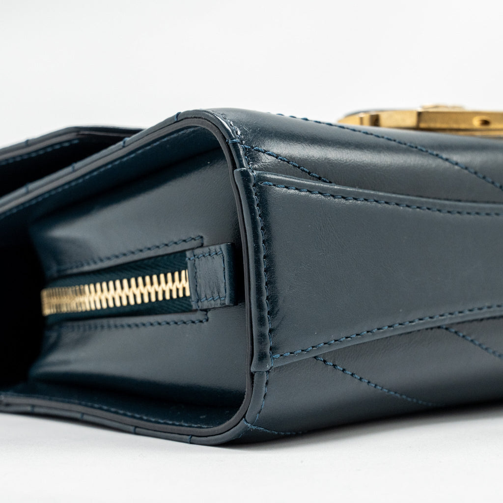 Chanel Lock me Up Chevron Medal Flap Bag Calfskin Dark Navy