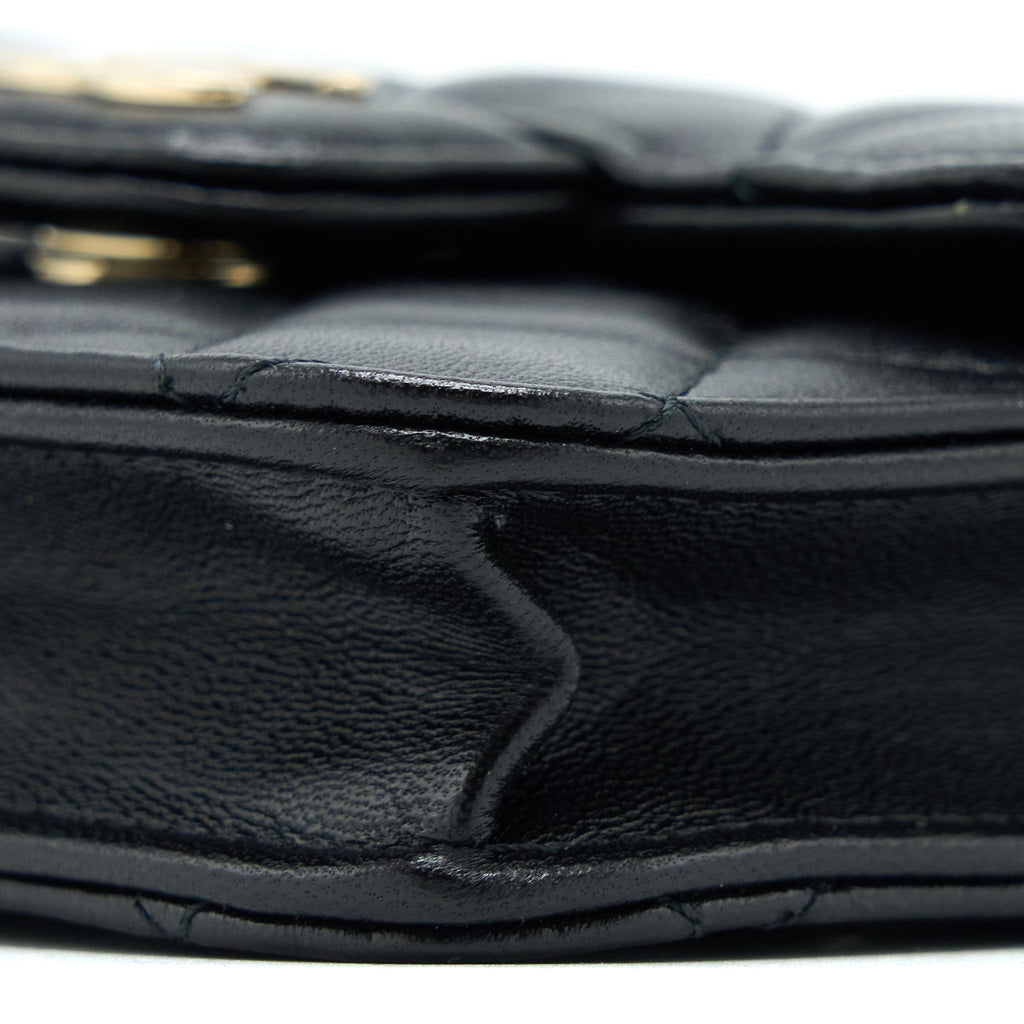 Chanel Mini Top Handle Flap Bag Lambskin Black L