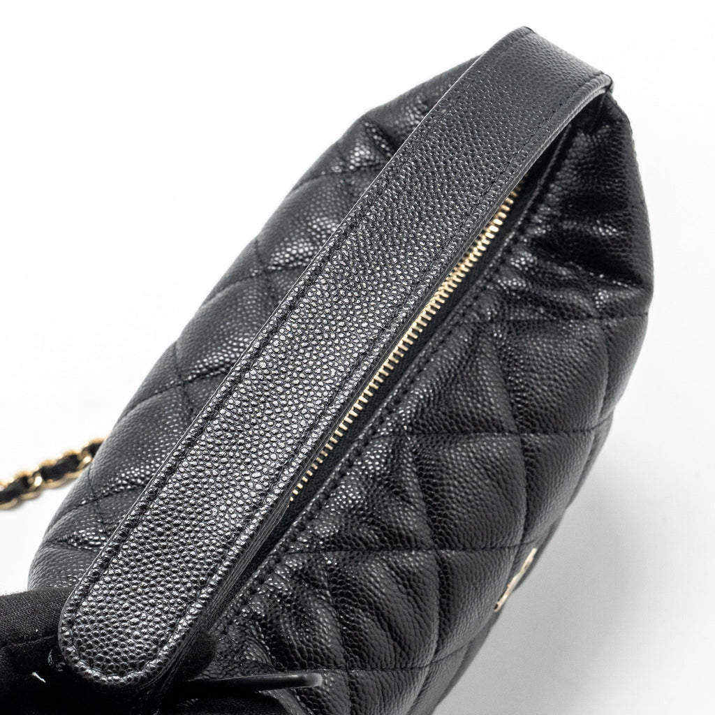 Chanel 25C Quilted Hobo Bag Caviar Black L (Microchip)