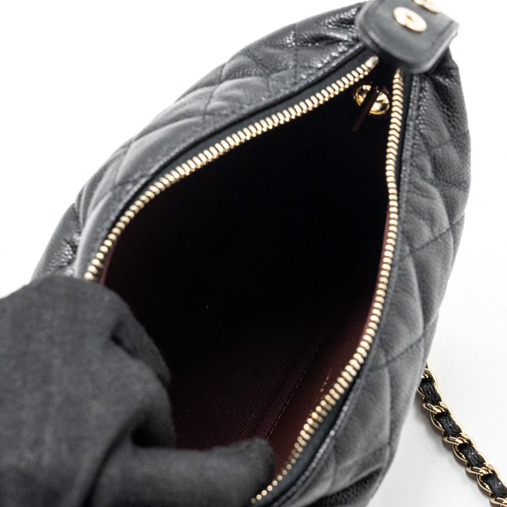 Chanel 25C Quilted Hobo Bag Caviar Black L (Microchip)