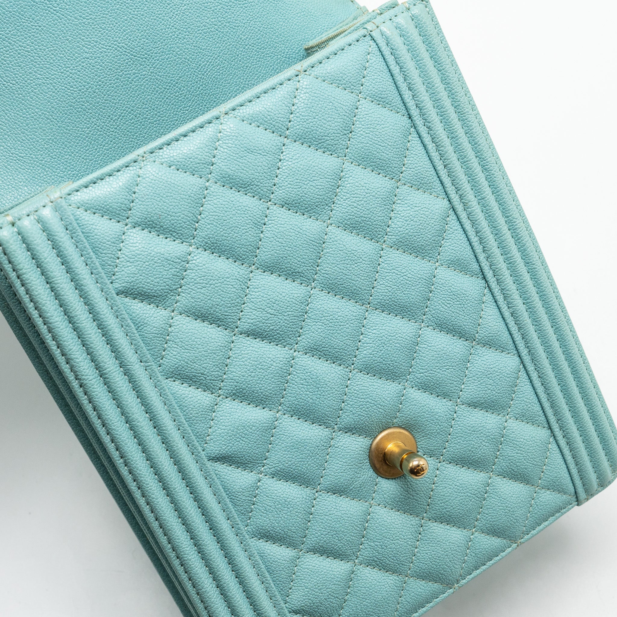 Chanel North South Boy Bag Caviar Light Blue