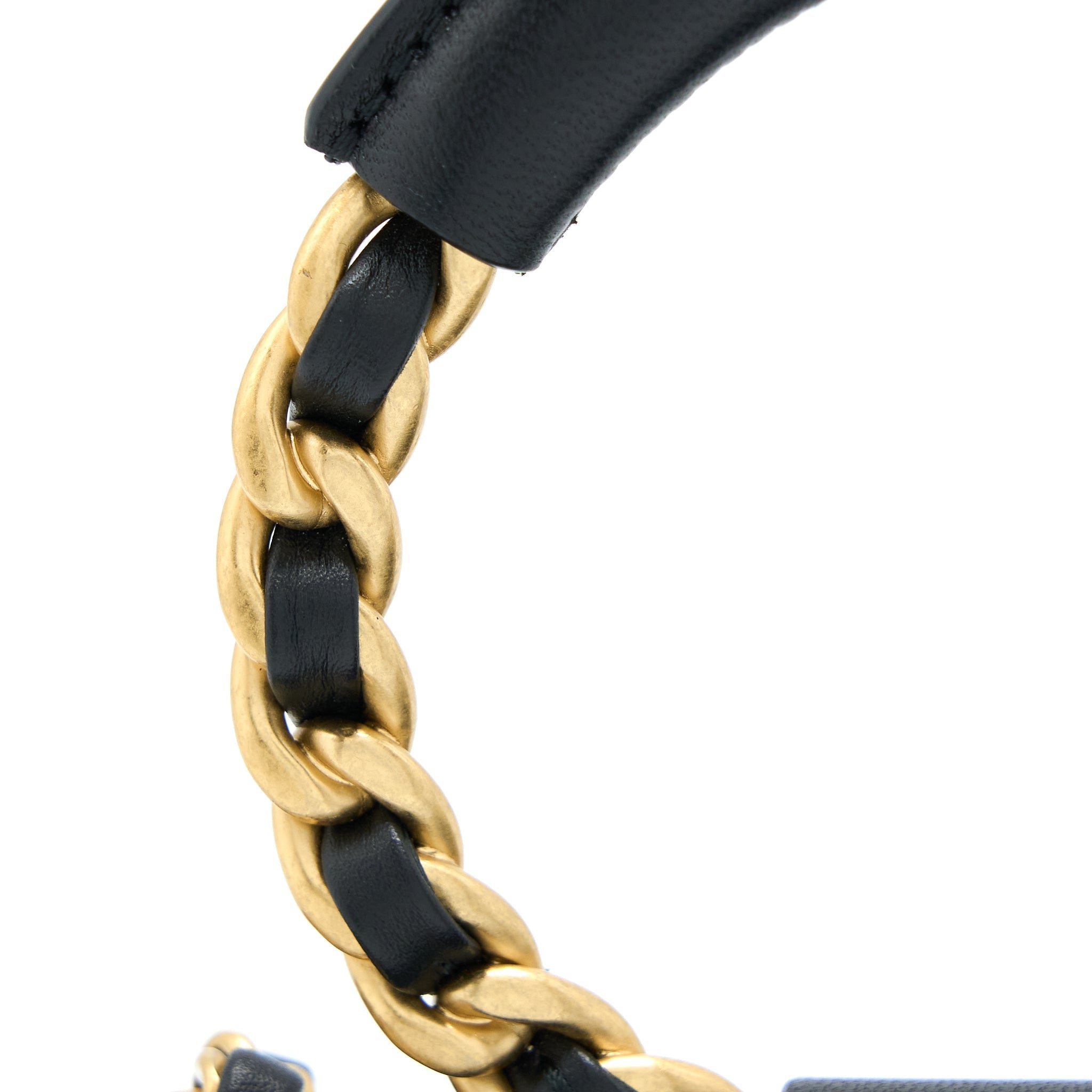 Chanel Circular Handle Quilted Flap Bag Lambskin Black Brushed