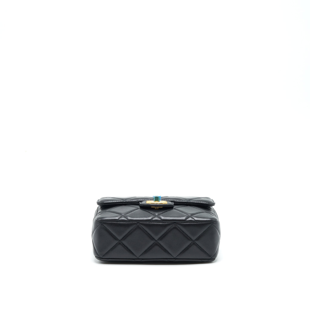 Chanel Quilted Medium Square Flap Bag Lambskin Black Brushed