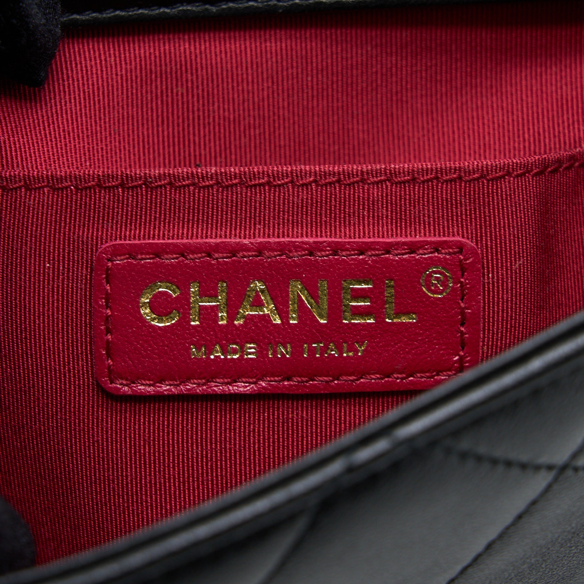Chanel Circular Handle Quilted Flap Bag Lambskin Black Brushed
