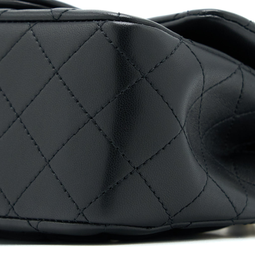 Chanel 23C Pearl Crush Mini Square Flap Bag Lambskin Black L (Microchip)